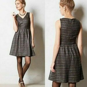 Anthropologie Moulinette Souers Black Tweed Fit and Flare Dress